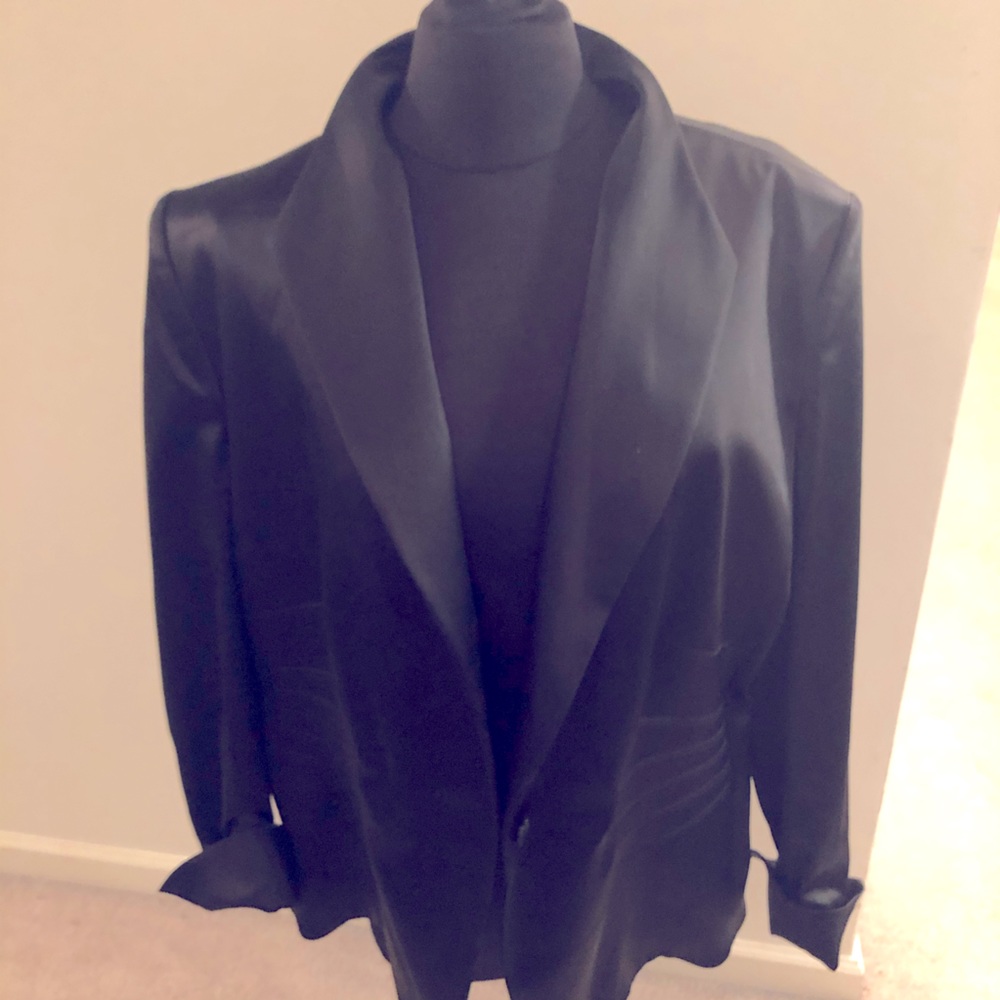 Basler black satin dress suit